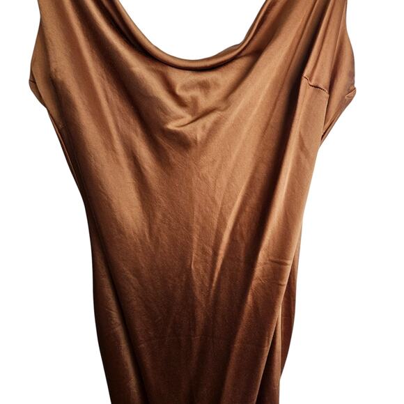 Express Satin Slip Dress Cowl Neck Holiday Cocktail Party Wedding Date Night PL - Picture 3 of 8